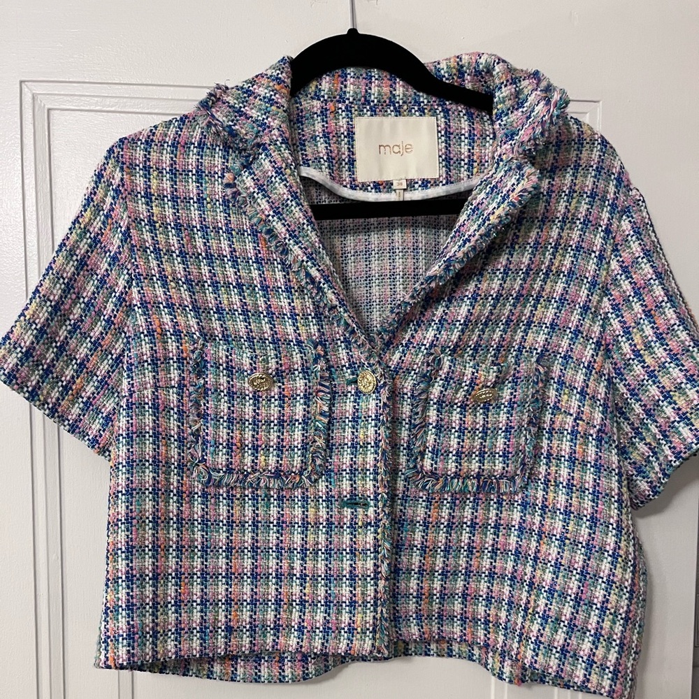 Maje Vizum Tweed Short Sleeve Jacket